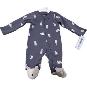 Carters Newborn Baby Girl Footed Pajamas Fleece Zip Sleep N Play Animals New
